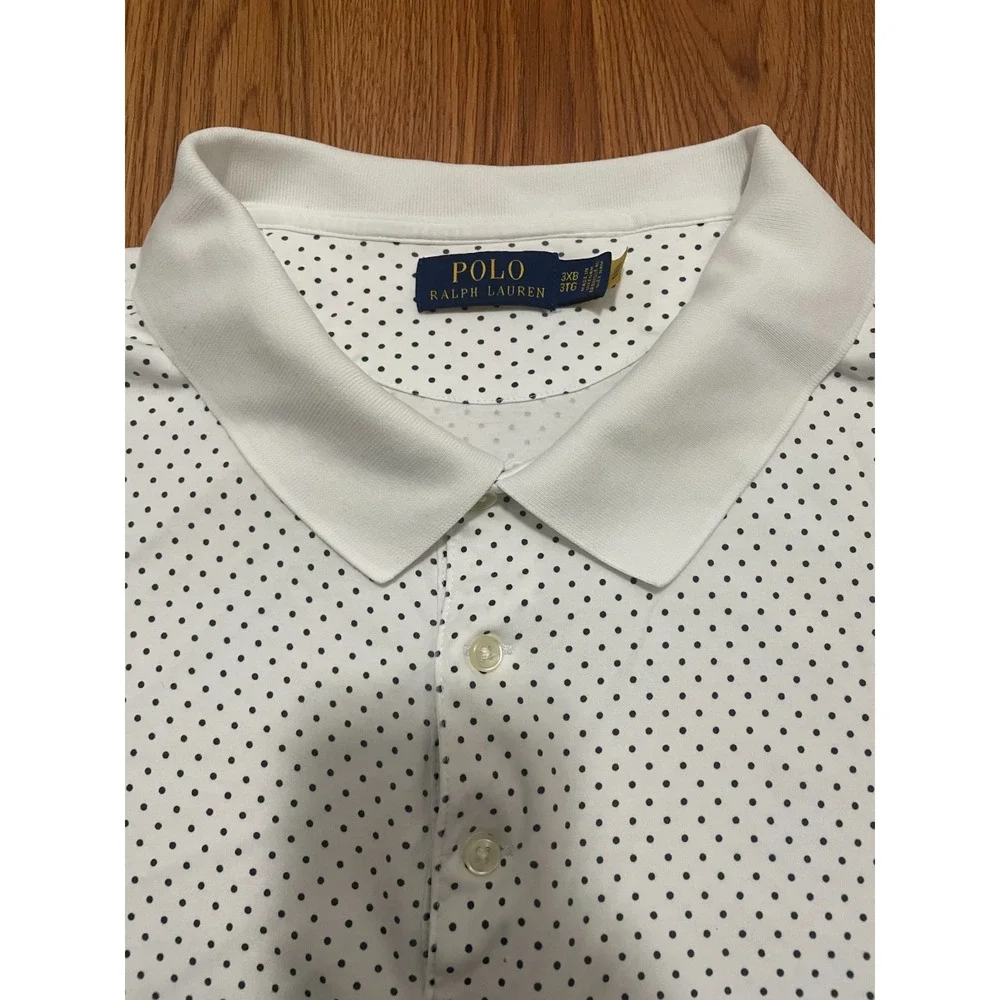 Polo Ralph Lauren Polo Shirt Mens 3X Big Polka Dot Short Sleeve White